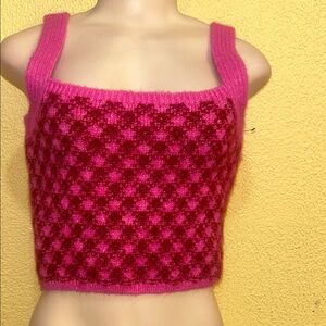 Zara Pink and Red Knit Crop Top